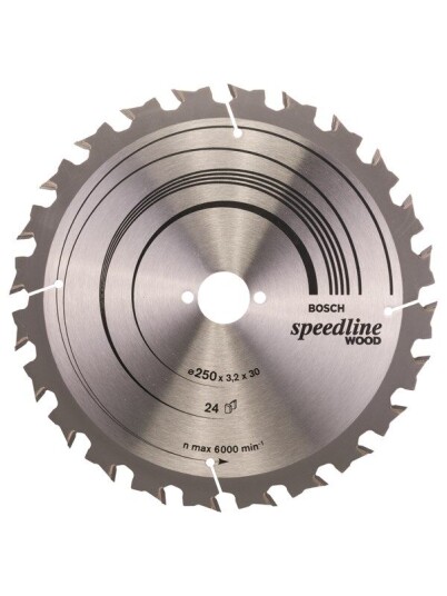Bosch Speedline 250 mm Sirkelsagblad for Tre, 24 Tenner