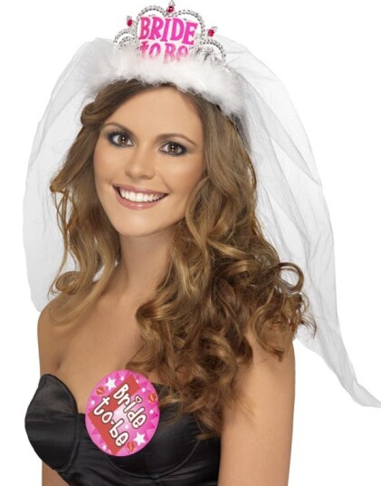 Smiffys Bride to Be Tiara med Slør Smiffys Bride to Be Tiara med Slør