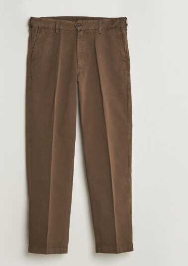 Drake's Peached Flat Front Cotton Chino Brown Drake's Peached Flat Front Cotton Chino Brown