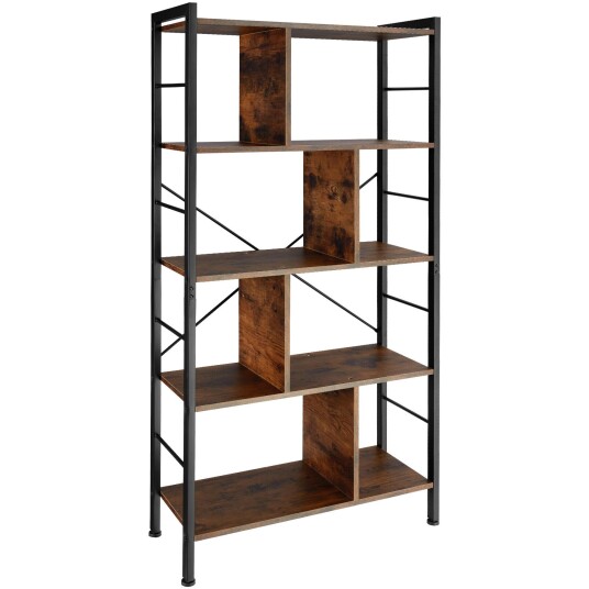 Tectake Reol Charleston 75,5x30x155cm Industrielt mørkt tre rustikt