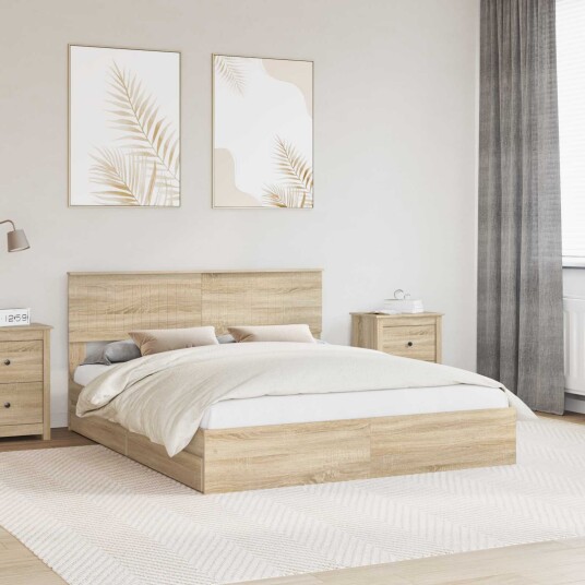 Seng med Oppbevaring Sonoma eik 160 x 200 cm Konstruert tre Seng med Oppbevaring Sonoma eik 160 x 200 cm Konstruert tre