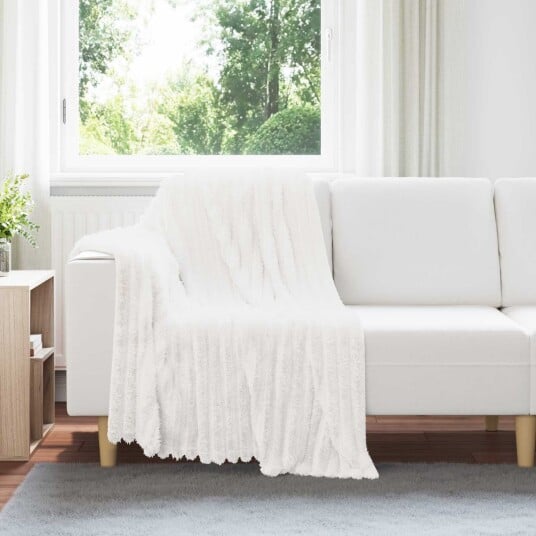 vidaXL Kastteppe Hvit 150 x 130 cm Fleece