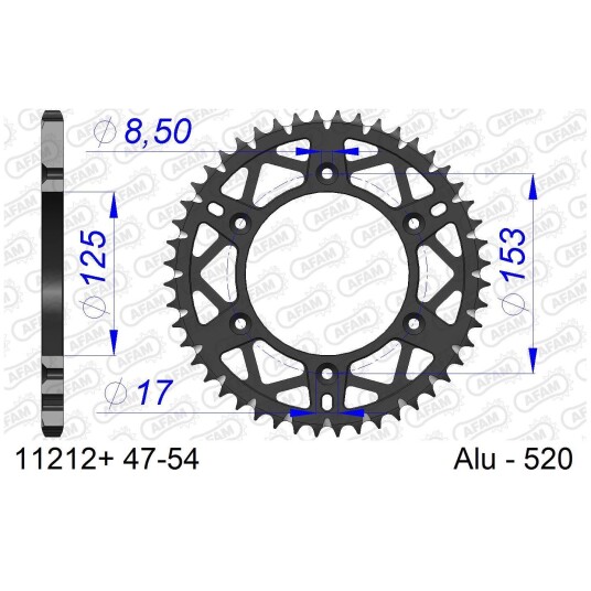 AFAM Bakdrev, Alu#520 S/C , Honda, 48T CRF125/250/450, CR 125/230/250/450,XR650