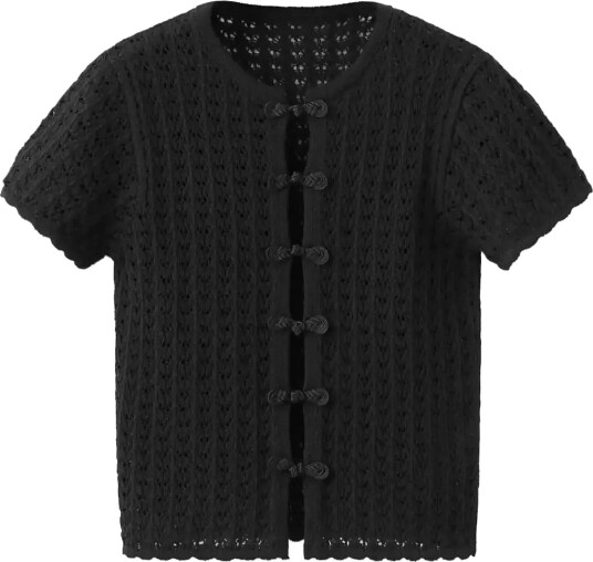 Mango Open Knit Toggle Cardigan Black XS