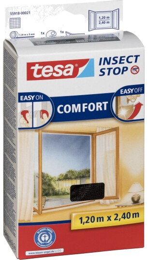 Tesa Comfort Insektsnett til Vindu - 1,2x2,4 m - Svart
