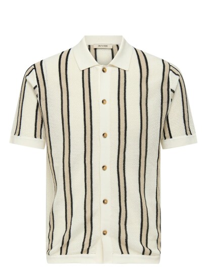 ONLY & SONS Onsgabriel Reg Ss Shirt Knit Cs   Cream   L