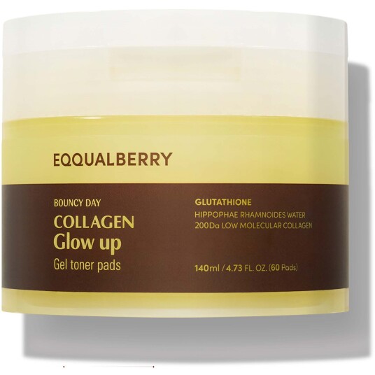 EQQUALBERRY Collagen Glow Up Gel Toner Pads 60pcs
