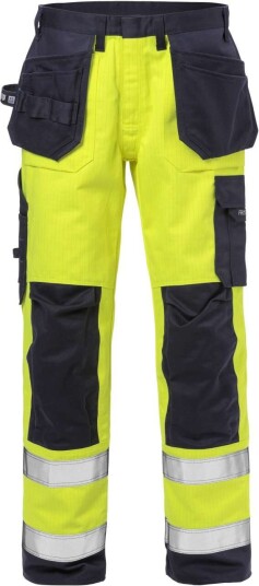 Fristads Hantverkarbyxa Flamskyddad 2584 Flam, Klass 2 Varsel Gul/marinblå C58 Fristads Hantverkarbyxa Flamskyddad 2584 Flam, Klass 2 Varsel Gul/marinblå C58