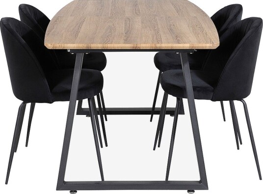 Venture Home Spisegruppe Inca med 4 stk spisestoler Wrinkles Brun Venture Home Spisegruppe Inca med 4 stk spisestoler Wrinkles Brun
