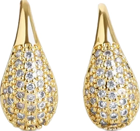 Timi of Sweden Synne - Pavé Teardrop Earrings - GOLD - One Size