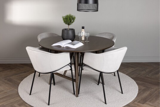 Venture Home Kaseidon Spisegruppe 100 cm Rund med 4 Evelina Stoler Sort