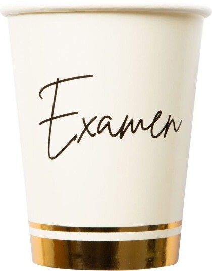 8 stk Examen Hvit og Gullfarget Papirkopper