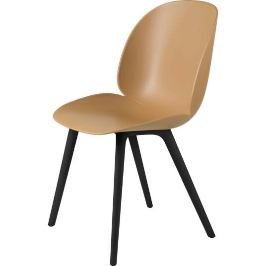 Gubi Beetle Stol Upolstret Plast Black Base Amber Brown Gubi Beetle Stol Upolstret Plast Black Base Amber Brown