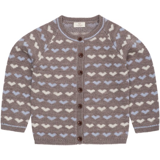 COPENHAGEN COLORS Naturalmel./Dusty Blue Comb Merino Heart Cardigan 140 COPENHAGEN COLORS Naturalmel./Dusty Blue Comb Merino Heart Cardigan 140