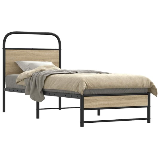 Sengeramme uten madrass røkt eik 75x190 cm konstruert tre 8721158564580