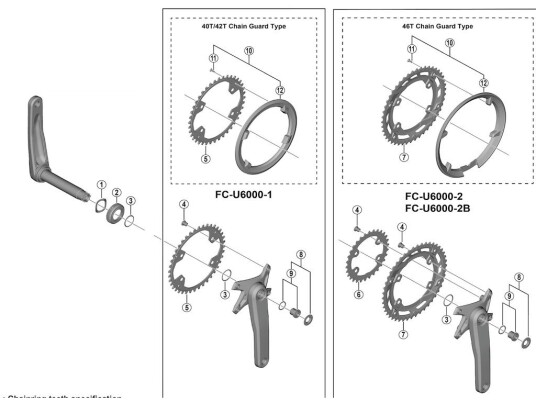 Shimano Cues bolt enhet til kranksett modell FC U6000