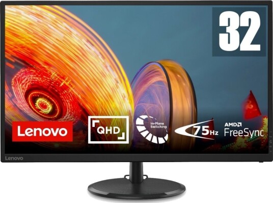 Lenovo D32q-20 31.5" QHD IPS Skjerm, 75 Hz, Sort
