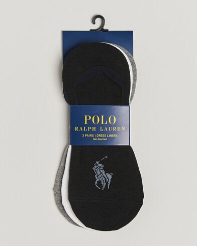 Polo Ralph Lauren 3-Pack No Show Big Pony Pony Socks Black/White/Grey