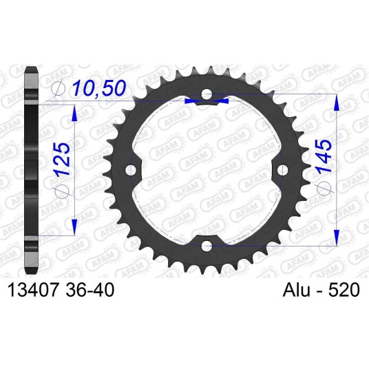 AFAM Bakdrev, Aluminium #520 - Yamaha YFX 450 03-13, YFZ 450R 09->