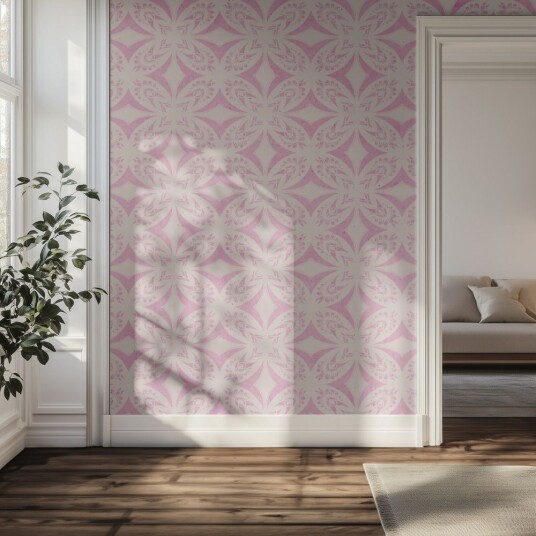 Tapet Blomstrete Rosa Mønster