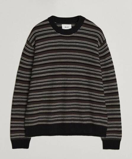 NN07 Russel Wool/Cotton Striped Sweater Black Multi