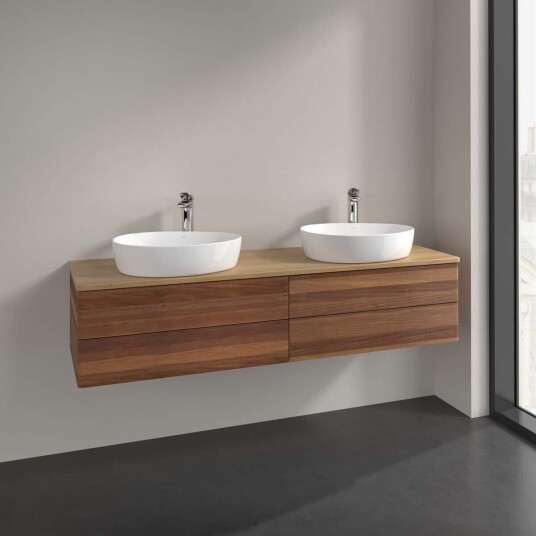 Villeroy & Boch Antao Servantskap med 4 skuffer 160x50x36 cm u/lys Valnøtt/Eik Villeroy & Boch Antao Servantskap med 4 skuffer 160x50x36 cm u/lys Valnøtt/Eik