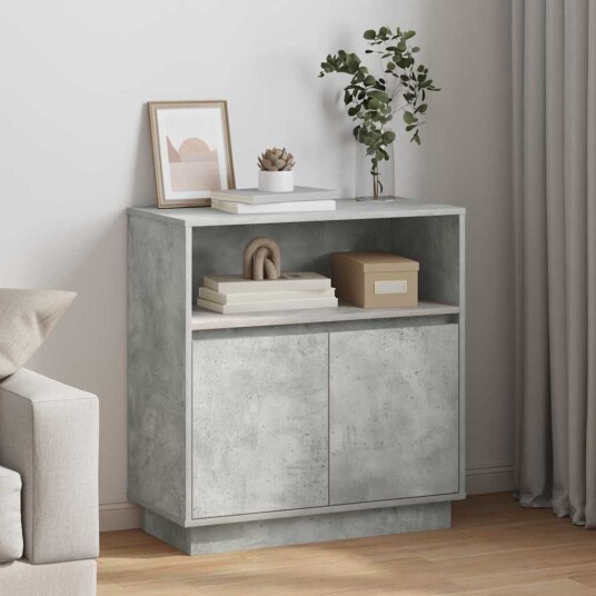  Serviesskap med LED Betonggrå 71 x 34,5 x 75 cm Konstruert tre