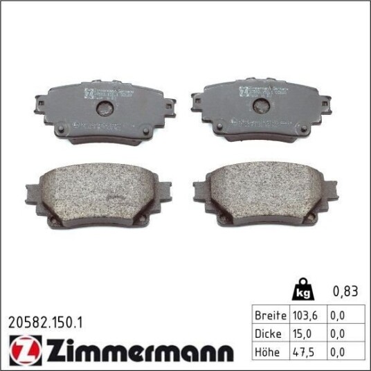 ZIMMERMANN 20582.150.1 Bremseklosser