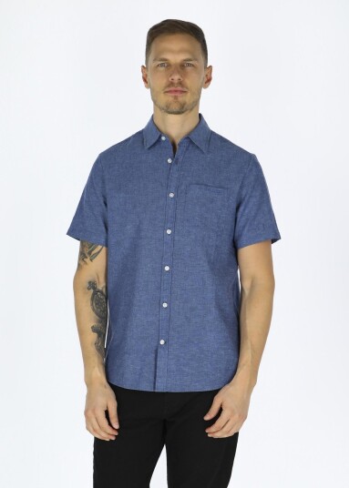 Seaside Sailor Shirt Short Sleeve Denim Blue 4xl Kortarmede Skjorter
