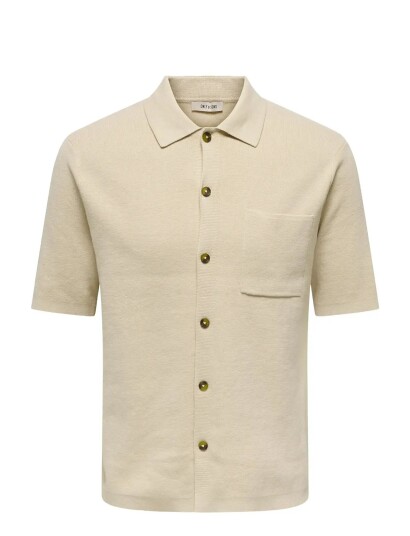 ONLY & SONS Onssilas Reg Ss Shirt Knit Beige S