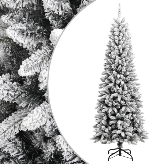 vidaXL Kunstig juletre med flokket snø 210 cm PVC og PE vidaXL Kunstig juletre med flokket snø 210 cm PVC og PE