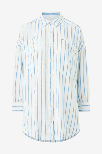Lee Kjole i lin Relaxed Shirt Dress Hvit Lee Kjole i lin Relaxed Shirt Dress Hvit