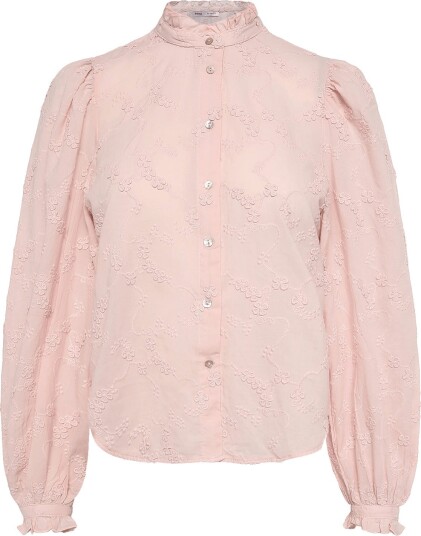 Mango Embroidered Puff Sleeve Blouse Pink XS