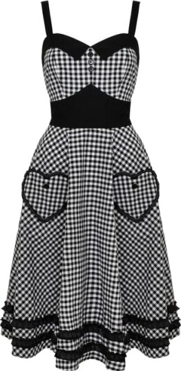 Hell Bunny Rockabilly Middellang kjole Mel Dress XS til 4XL Damer svart hvit
