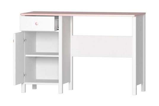 Skrivebord Laber 110 cm med Oppbevaringsskuff + Skap Hvit/Rosa