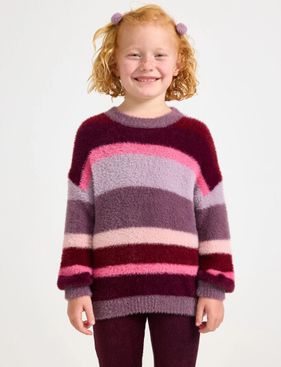 Lindex Sweater Stripe Featheryarn Purple 128