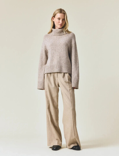 Lexington Clothing Wool Blend Roll Neck Knitted Sweater - Beige - XS