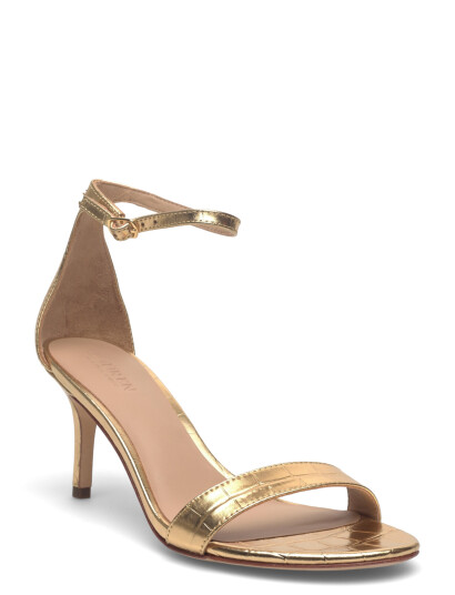 Lauren Ralph Lauren Allie Mid-Heel Metallic Embossed Sandal - Gold - 37