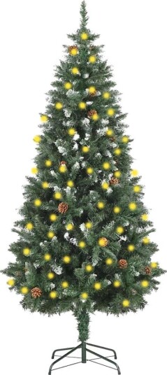 vidaXL Kunstig juletre med LED og furukongler 180 cm