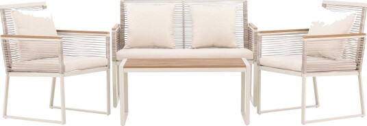 Venture Design Dallas sofagruppe Beige/lysgrå 2-seters sofa 2 lenestoler og bord 90x50 cm Venture Design Dallas sofagruppe Beige/lysgrå 2-seters sofa 2 lenestoler og bord 90x50 cm