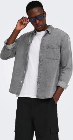 ONLY & SONS Onsorson Regular Yfm Dnm Shirt Noos Grey M