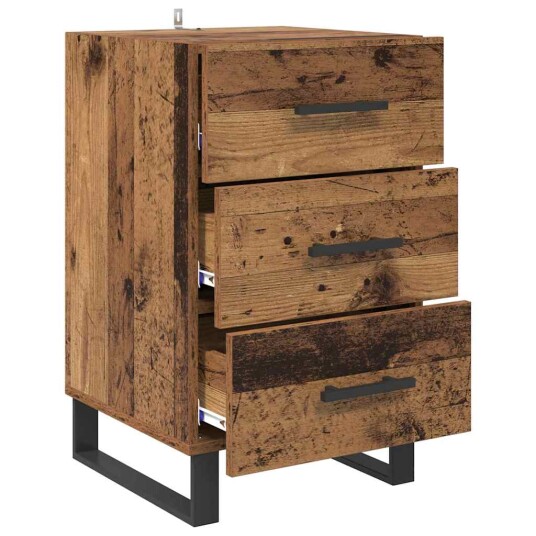 Nattbordskap med skuff Gamle tre 40 x 40 x 66 cm Konstruert tre