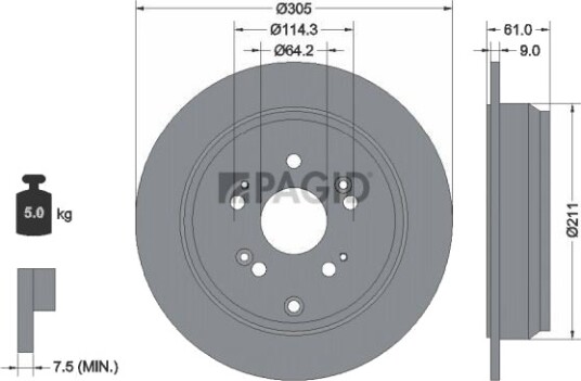 PAGID 54625NC Bremseskive