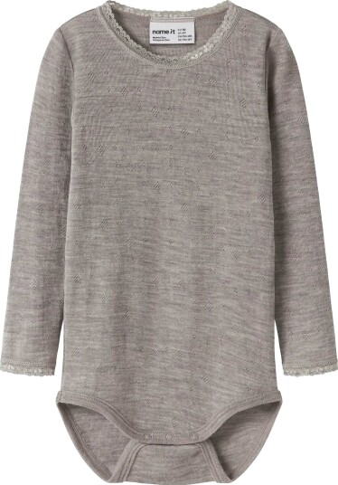Name It Nmfwang Wool Needle Ls Body Solid Grey 104