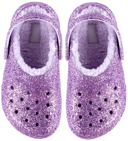 Crocs Purple Moon Classic Lined Chunky Glitter 29 30