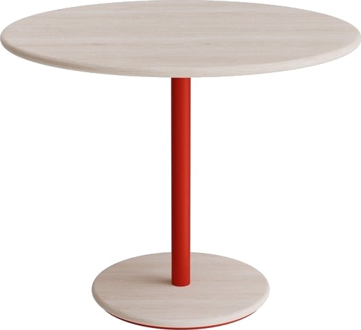 Bord Donut, Ø900 Mm, Højde 720 Mm, Hvidpigmenteret Ask På Rødt Understel Bord Donut, Ø900 Mm, Højde 720 Mm, Hvidpigmenteret Ask På Rødt Understel