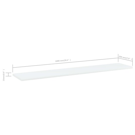 Hylleplater 4 stk hvit 100x20x1,5 cm sponplate 8720286246313