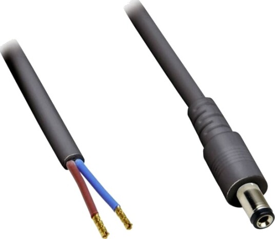 Bkl Electronic Lavvolt Tilkoblingskabel Lavspenningsplugg Åpen Ende 5,50 Mm 2,10 Mm 5,00 M 1 Stk