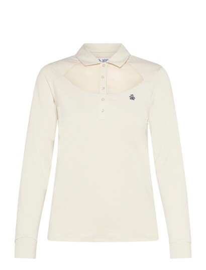 Original Penguin Golf Long Sleeve Polo With Power Mesh Yoke   CreaM