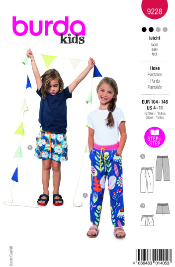 Burda 9228 - Bukse & Shorts EUR: 104-146, US: 4-11